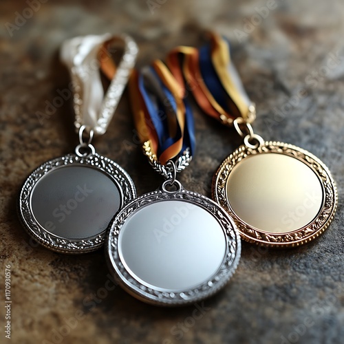 Three Blank Medals Representing First Second And Third Place