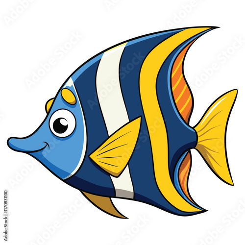 Angelfish fish isolated flat vector illustration on white background