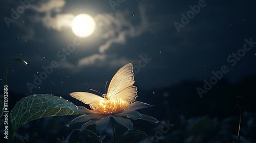 A butterfly is on a flower in the middle of a field photo