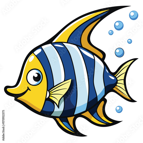 Angelfish fish isolated flat vector illustration on white background