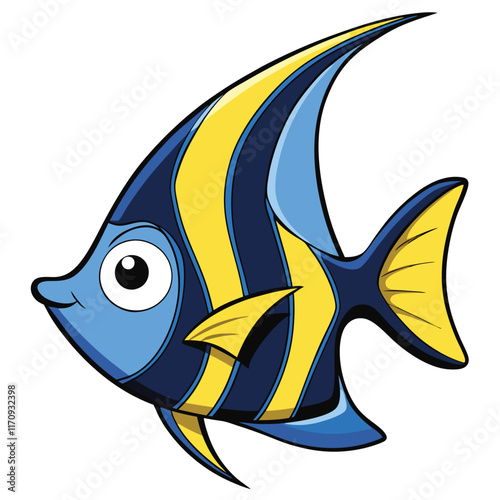 Angelfish fish isolated flat vector illustration on white background