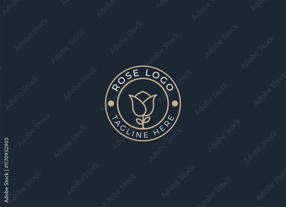 Fototapeta premium Beauty rose and minimalism logo. Rose flowers logo design template. 