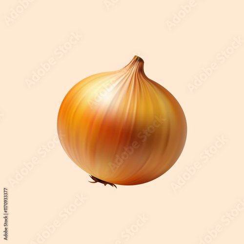Fresh golden onion 3d vector
