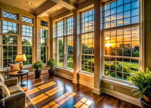 Large Residential Windows: Natural Light Streaming Through Modern Home photo