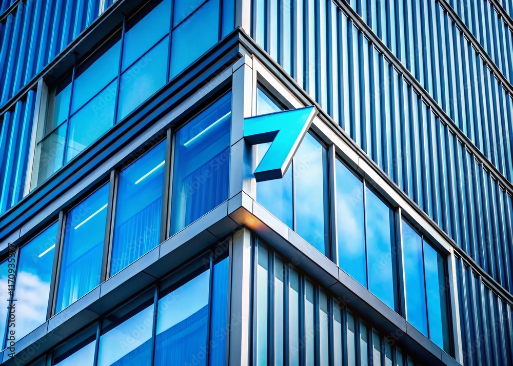 Obraz premium Lean Manufacturing Process Optimization: Blue Productivity Symbol in Modern Office Building