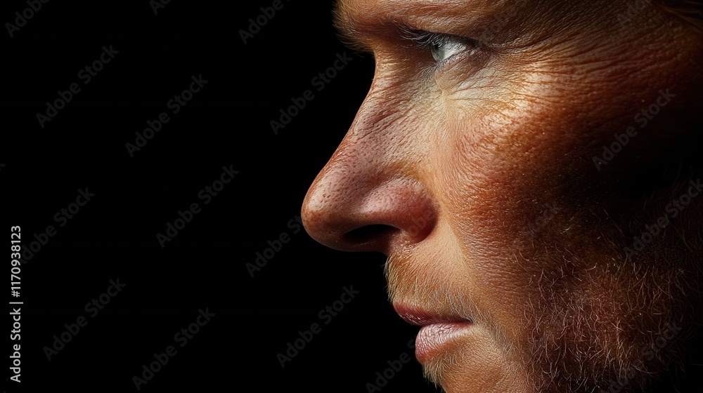 Obraz premium A close up of a man's face with a black background