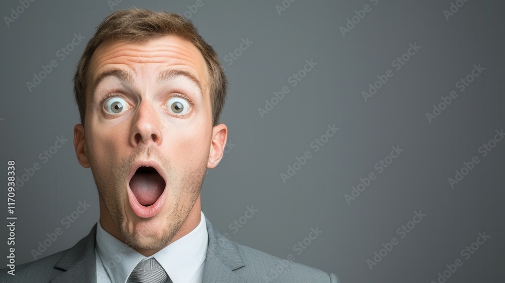 A man in a suit with a surprised look on his face A man in a suit with a surprised look on his face