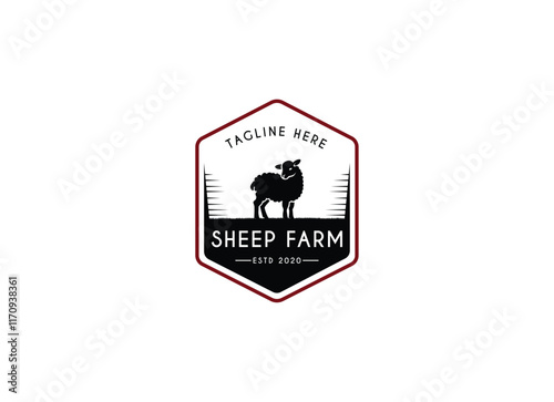 Vintage sheep farm logo design template. Sheep farm logo, goat farm