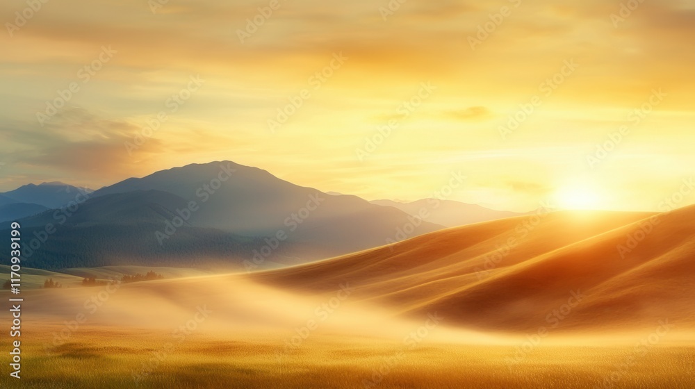 Fototapeta premium A field of grass with mountains in the background