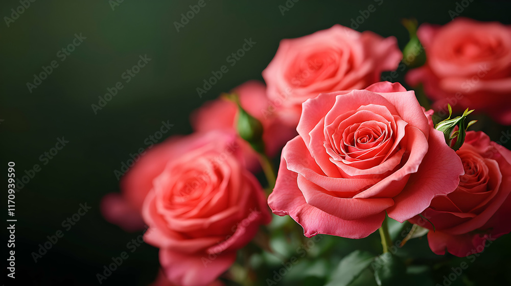 Obraz premium Vibrant pink roses garden setting floral photography natural light close-up beauty of nature