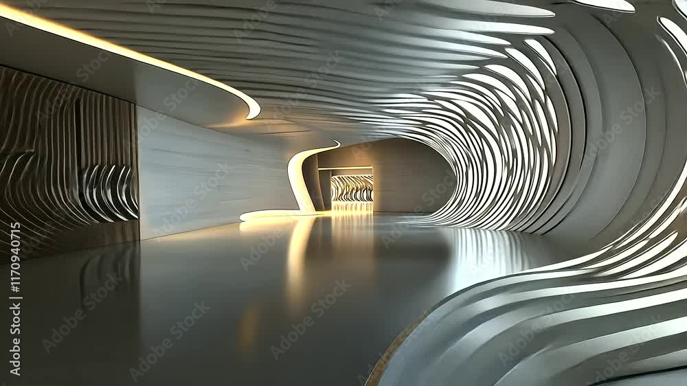 Modern Futuristic Room with 3D Design and Advanced Lighting