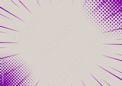 ハーフトーンのサンバーストの背景イラスト素材　集中線　グレー　紫　ホラー　 halftone sunburst background