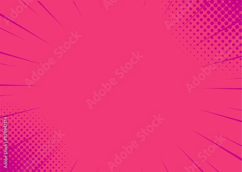 ハーフトーンのサンバーストの背景イラスト素材　集中線　ピンク　紫　ホラー halftone sunburst background