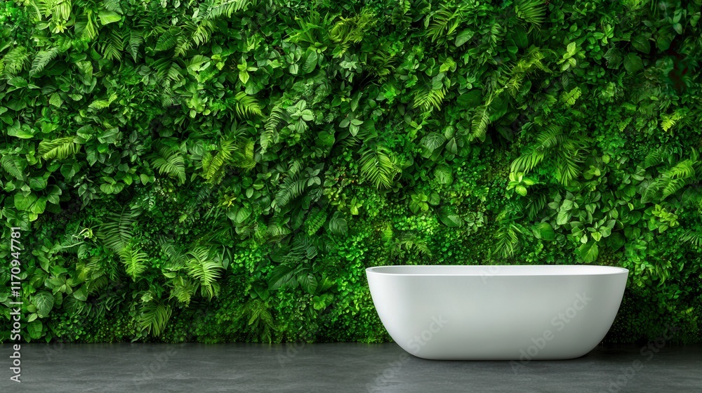 Fototapeta premium A white bathtub sitting in front of a green wall