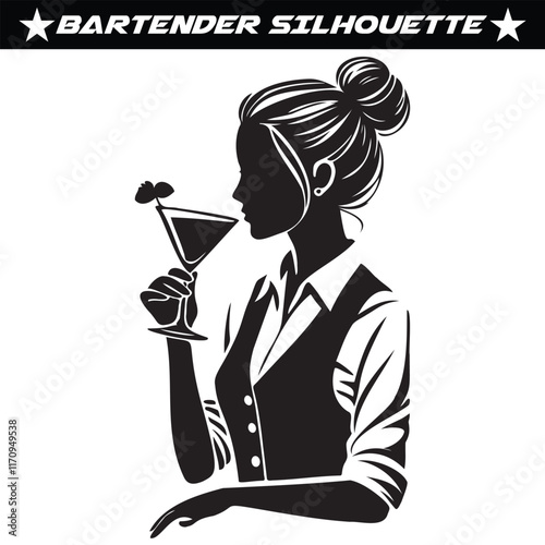 Stylish Silhouette T-Shirt Design for Bartenders and Bar Enthusiasts Perfect Gift for Cocktail Lovers and Drink Professionals