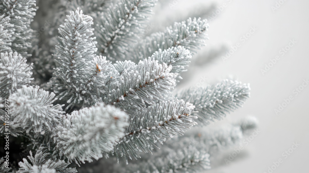 Close-up of snowy artificial Christmas tree branches. Close-up of snowy artificial Christmas tree branches.
