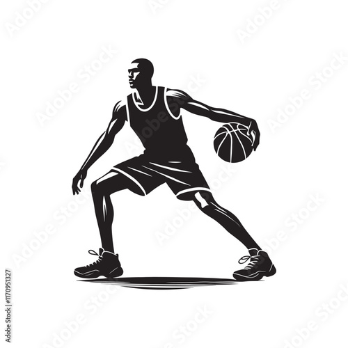 basketball player jumping stylized vector silhouette