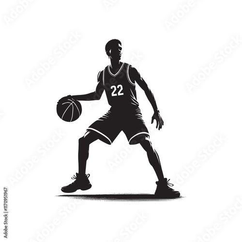 basketball player jumping stylized vector silhouette