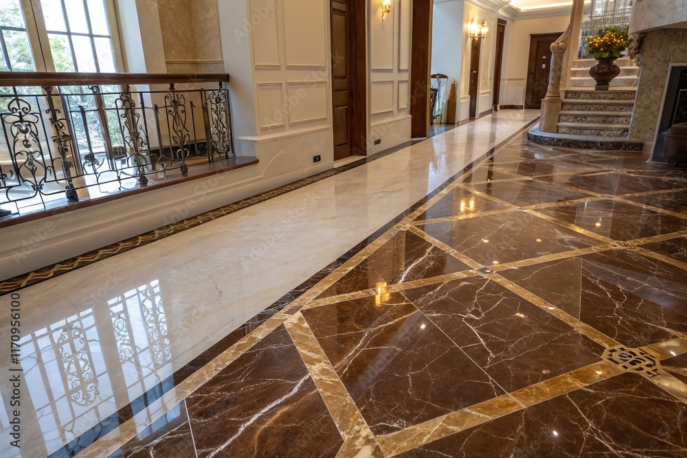 Obraz premium Luxurious Epoxy Resin Marble Flooring: Modern, Durable, & Elegant Home Design