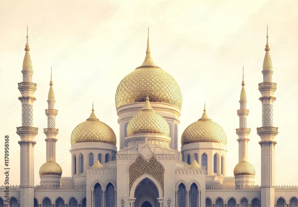 Obraz premium Magnificent Mosque Standing Tall Against a Serene Sky.