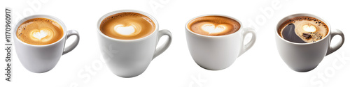 Beautifully presented coffee drinks including cappuccinos lattes and mochas captured in a cozy cafe style setting with warm lighting and a minimalist tabletop arrangement
