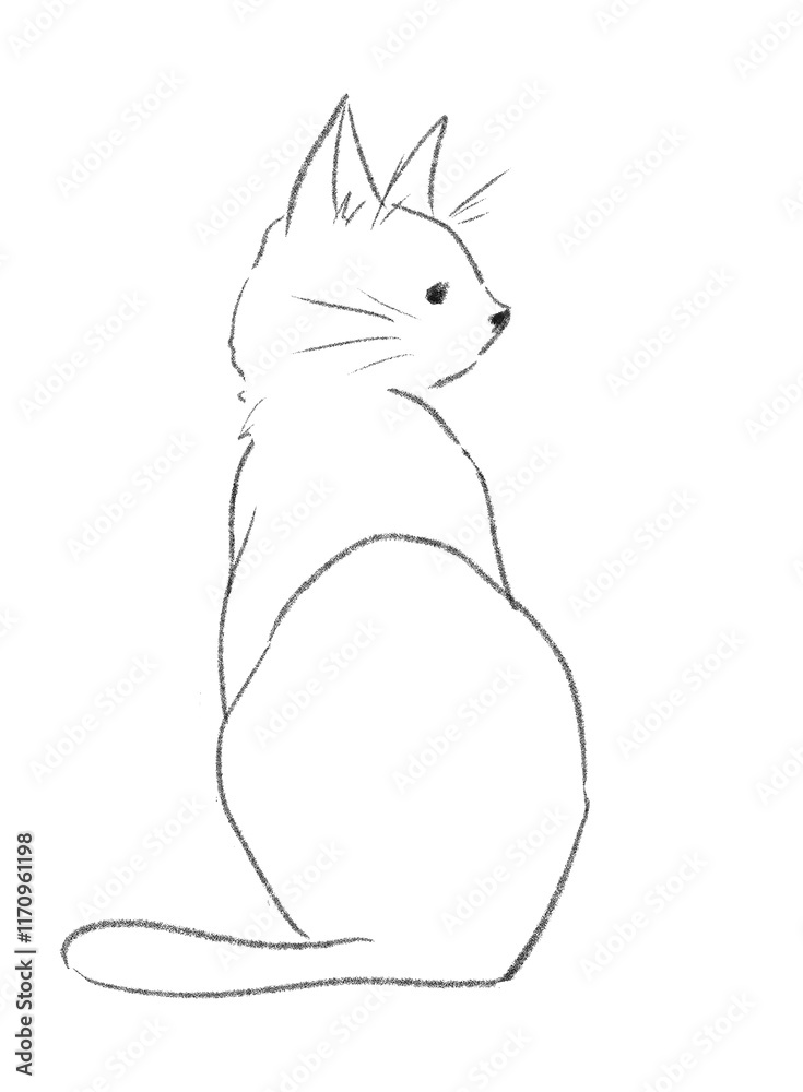 Obraz premium 横を向く猫の後ろ姿_ライン