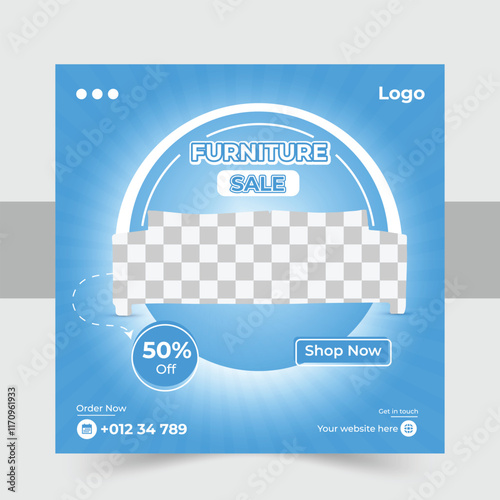  Minimalist furniture and home interior sale banner or social media post template.