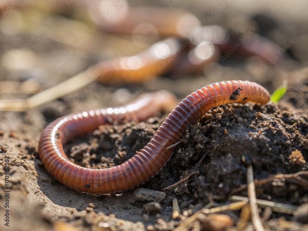 Macro Close-up of Earthworm Ring, High Depth of Field, Detailed Texture, Nature Photography Macro Close-up of Earthworm Ring, High Depth of Field, Detailed Texture, Nature Photography