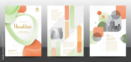 Template vector design for Brochure, AnnualReport, Corporate Presentation, Portfolio, Flyer, layout modern, posters set with grapient shape patterns. Eps10	