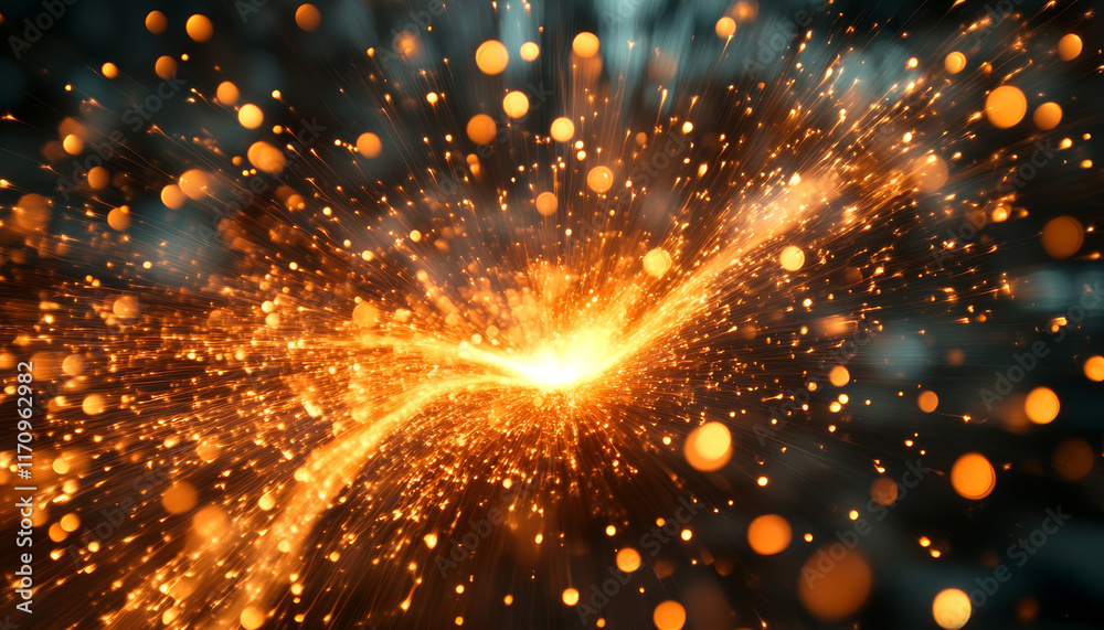 Fototapeta premium Dynamic sparks and glowing particles create mesmerizing visual effect