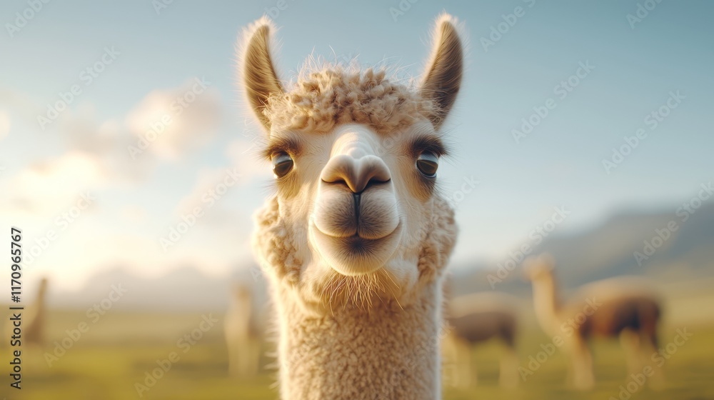 Obraz premium A close up of an alpaca looking at the camera