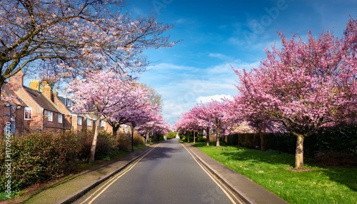 spring alley between houses 
