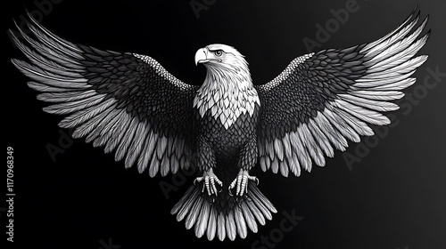 Obraz na płótnie Majestic Bald Eagle Wings Spread Wide In Flight w salonie