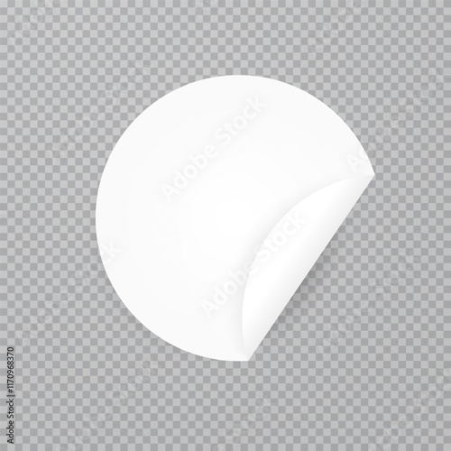 Vector realistic illustration white round sticker, clip art, tape, sticker