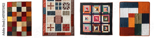 A collection of beautifully crafted textile quilts showcasing intricate patterns vibrant colors and diverse design styles perfect for adding warmth texture photo