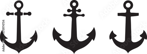 Ship anchor vector icon set photo