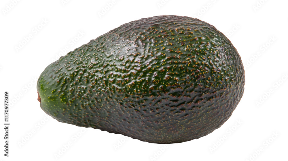 A Single Ripe Avocado with a Pit on a White Background Perfect for Healthy Eating Promotions and Culinary Applications. A Single Ripe Avocado with a Pit on a White Background Perfect for Healthy Eating Promotions and Culinary Applications.