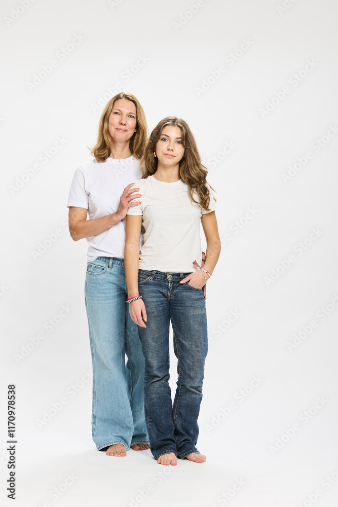 Studio portrait of father with teenager. Studio portrait of father with teenager.