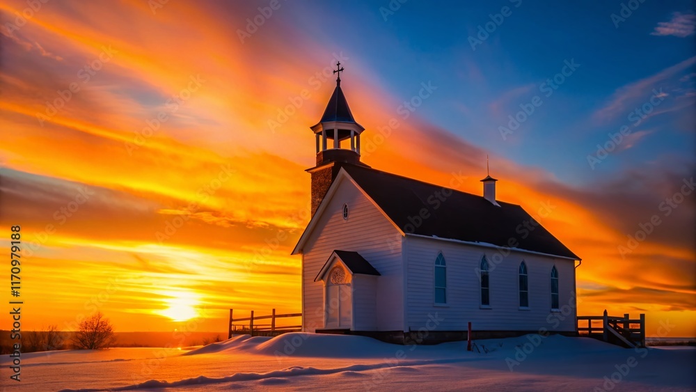 Majestic Canadian Church Silhouette at Sunset Majestic Canadian Church Silhouette at Sunset
