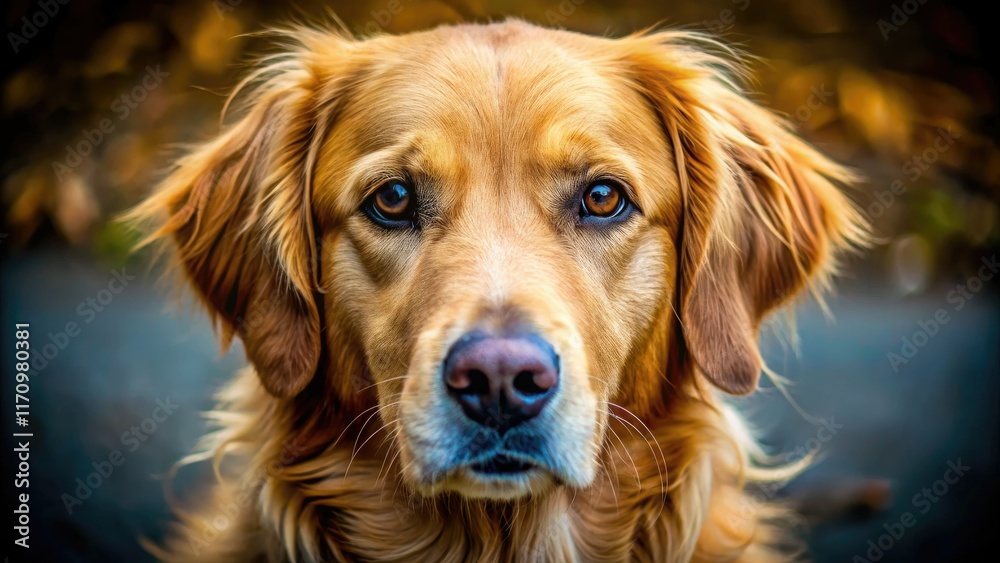 A captivating close-up: a golden retriever's expressive eyes steal the show in this stunning dog portrait. A captivating close-up: a golden retriever's expressive eyes steal the show in this stunning dog portrait.