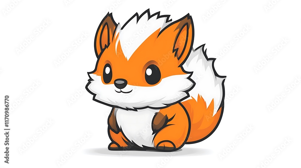 Adorable Cartoon Fox Sitting Cheerfully