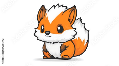Obraz na płótnie Adorable Cartoon Fox Sitting Cheerfully w salonie