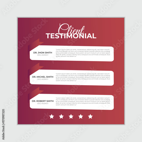 Client testimonials social media post design, Customer feedback review or client testimonial design, client testimonial comment or quote square design.