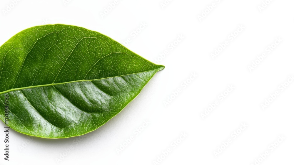 Obraz premium A green leaf on a white background