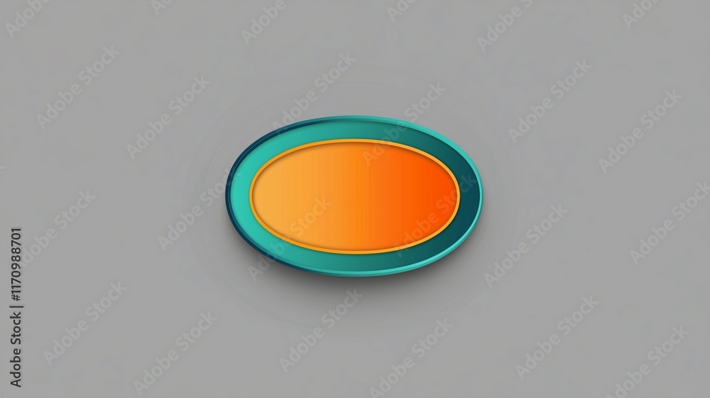 A modern badge with a symmetrical oval design in warm orange and cool teal, placed on a solid gray background. The high brightness and vector clarity create a clean, contemporary appearance. A modern badge with a symmetrical oval design in warm orange and cool teal, placed on a solid gray background. The high brightness and vector clarity create a clean, contemporary appearance.
