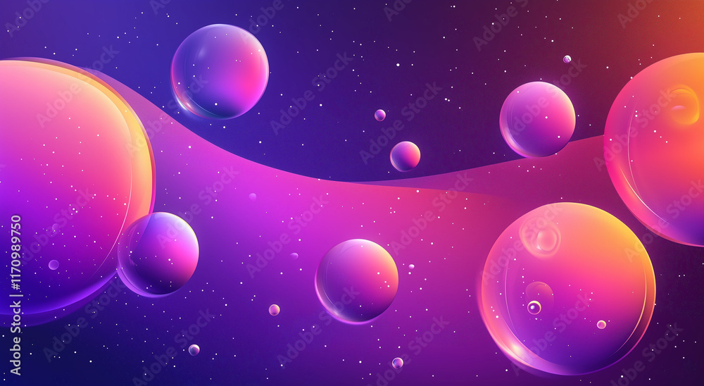 Abstract Colorful Spheres In Cosmic Space Digital Background With Vibrant Gradients Abstract Colorful Spheres In Cosmic Space Digital Background With Vibrant Gradients