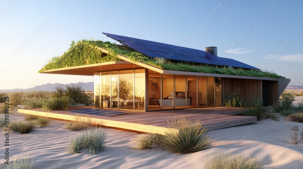 Sustainable Desert Home With Solar Panels And Green Roof Sustainable Desert Home With Solar Panels And Green Roof