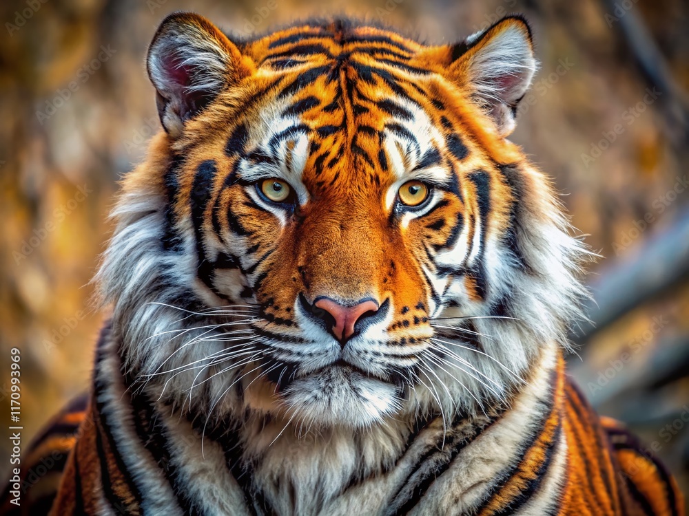 Obraz premium Majestic Tigon in Captivity: Powerful Hybrid Cat Portrait
