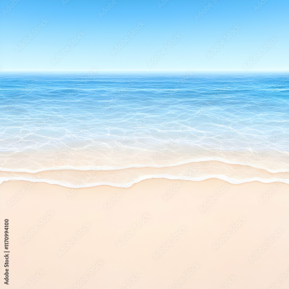 Beach Scene Illustration: Calm Ocean Waves Beach Scene Illustration: Calm Ocean Waves