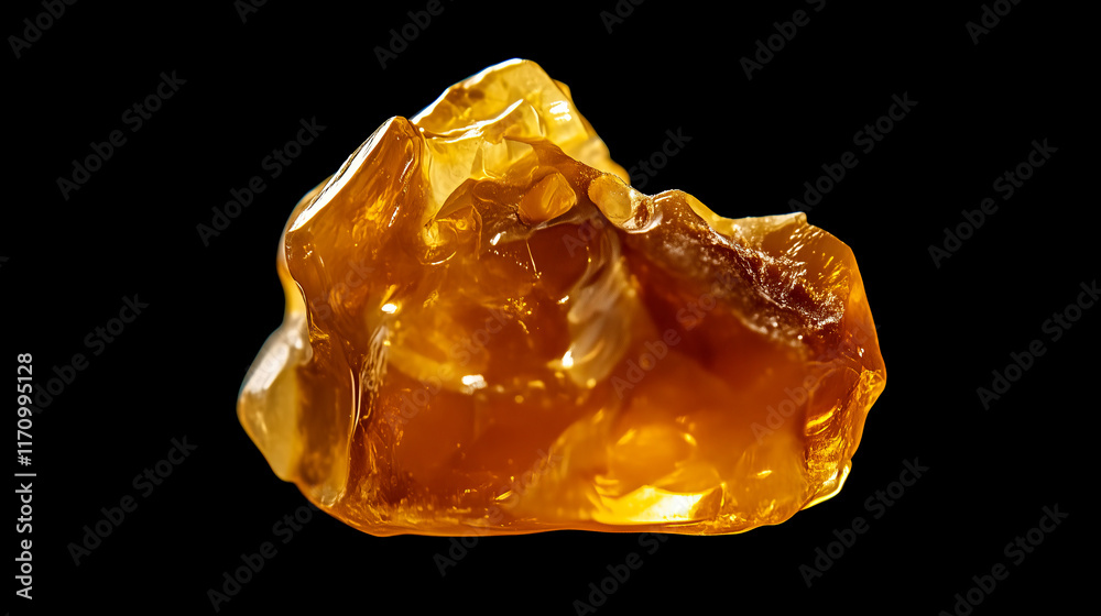 one single wood resin amber chunk isolated on solid black background one single wood resin amber chunk isolated on solid black background